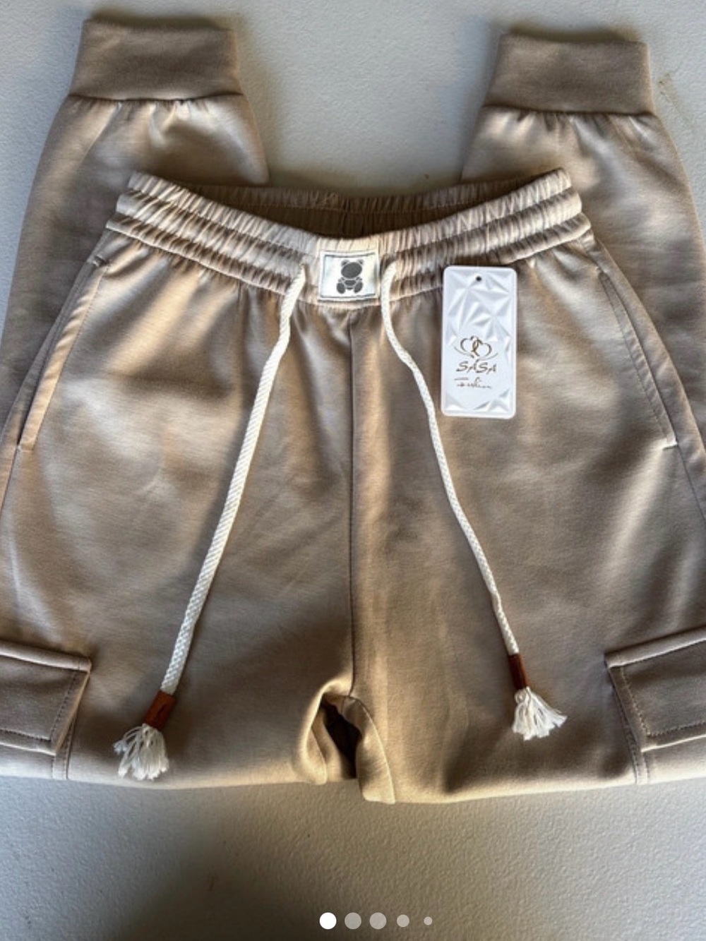 Women's Beige Cargo Drawstring Track Shorts - Unbranded